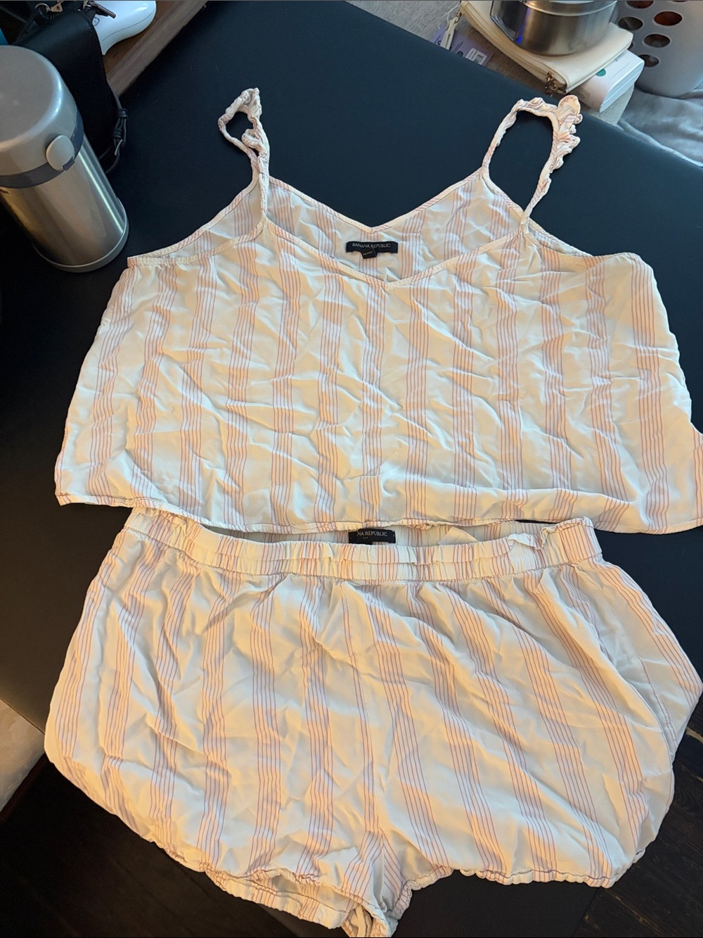 Banana Republic Pink & White Striped Cami Set